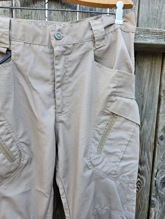 Men Beige Utility Cargo Pants - Neutral Workwear Style Size L - Picture 11 of 16